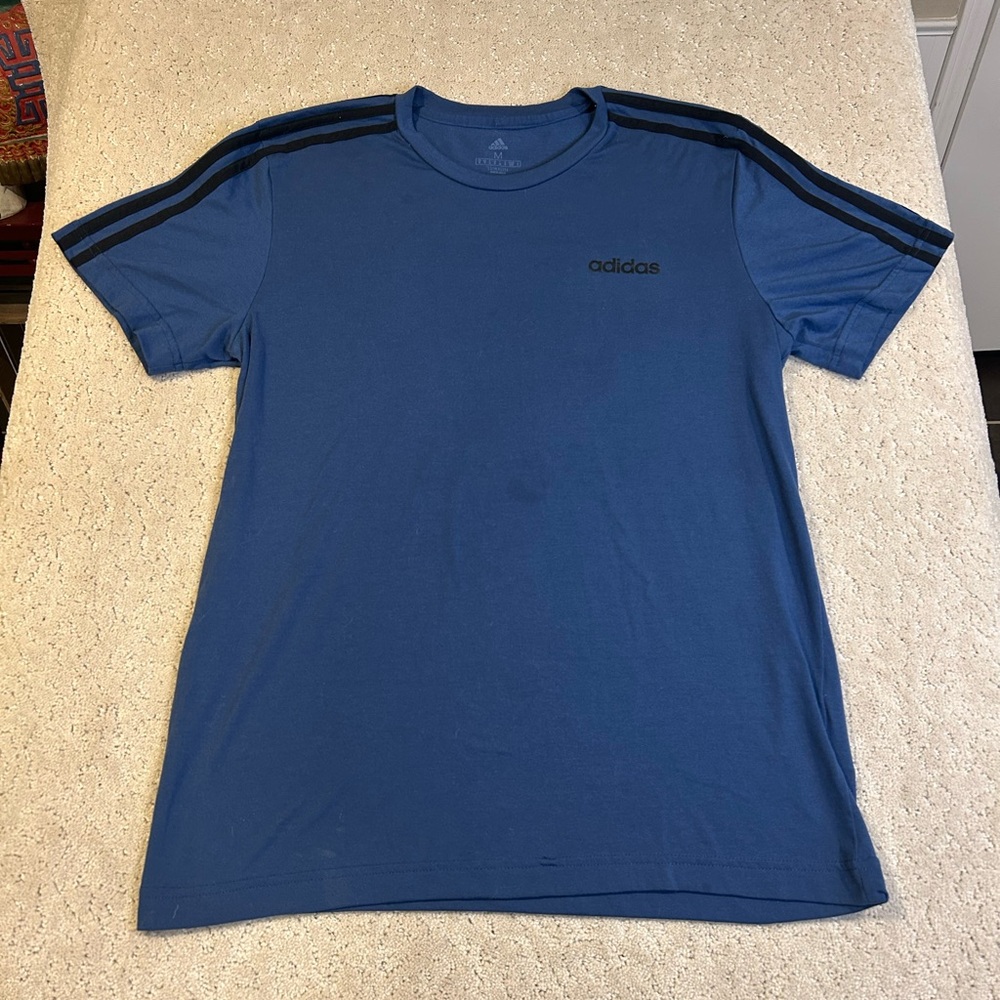 Adidas T-Shirt Mens Medium Blue Climalite Short Sleeve Workout Gym Activewear